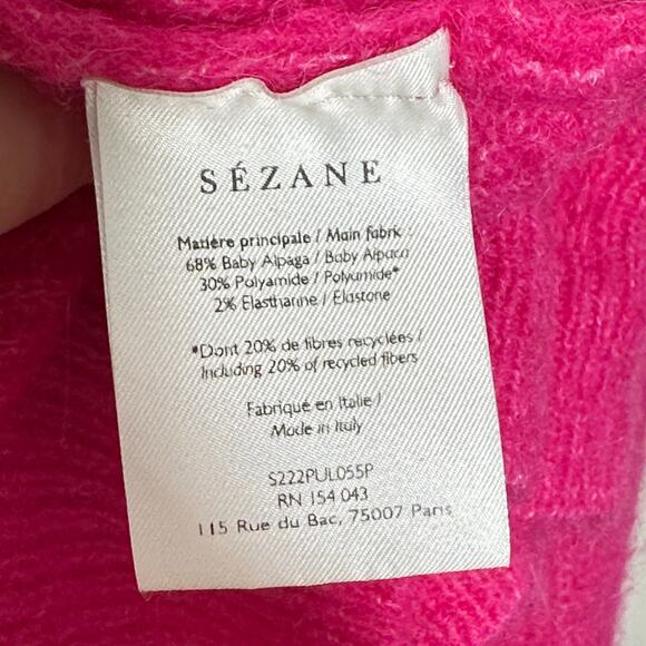 SEZANE Otis Jumper Sweater Baby Alpaca Bright Pink Sz XXL $210 {3G5} - Picture 6 of 6